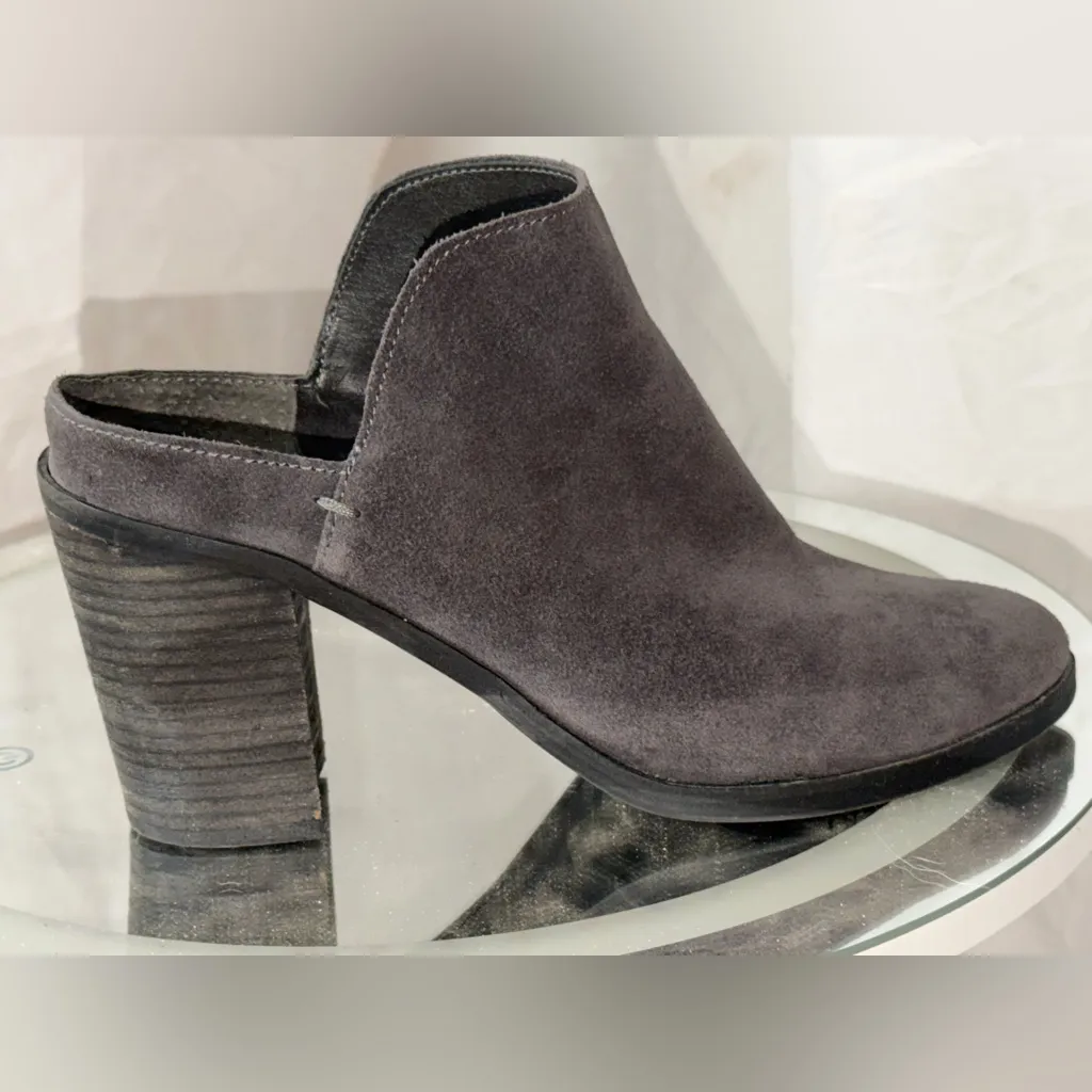 Dolce Vita Selene Leather Upper Suede Mules Size 10 4 Inch Heel Leather NEW Gray - Image 7