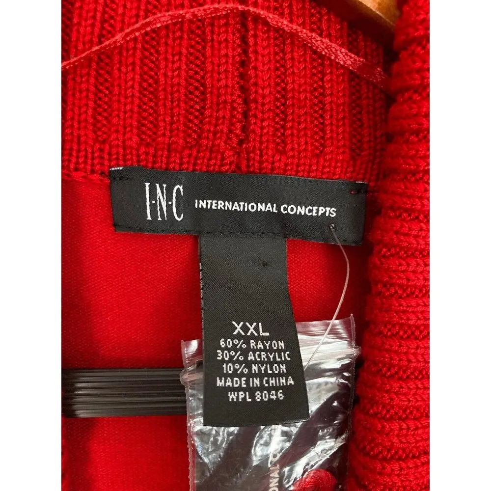 New International Concepts Open Knit Cardigan Sweater Womens Plus XXL Red Zipper - Image 4