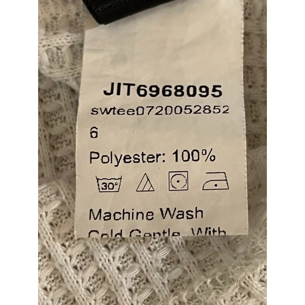 Shein ~ Short Sleeve Waffle Knit V-Neck Cropped Top ~ Size Medium ~ Off White - Image 5