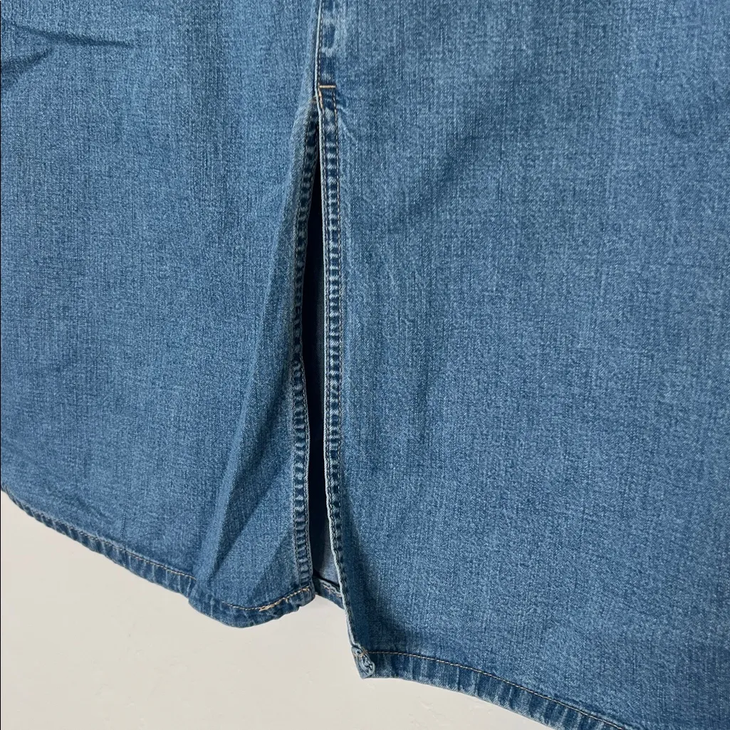 Gloria Vanderbilt Long Denim Skirt Front Slit Blue Size 14 - Image 2