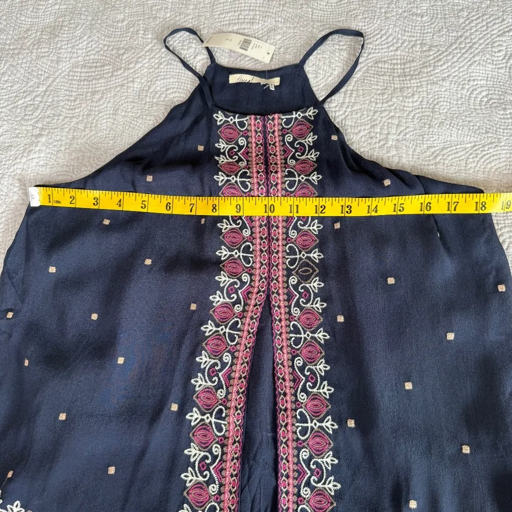 NWT Floreat Anthropologie Midnight Flower Navy Embroidered Tank Top Womens 6 Blue - Image 7