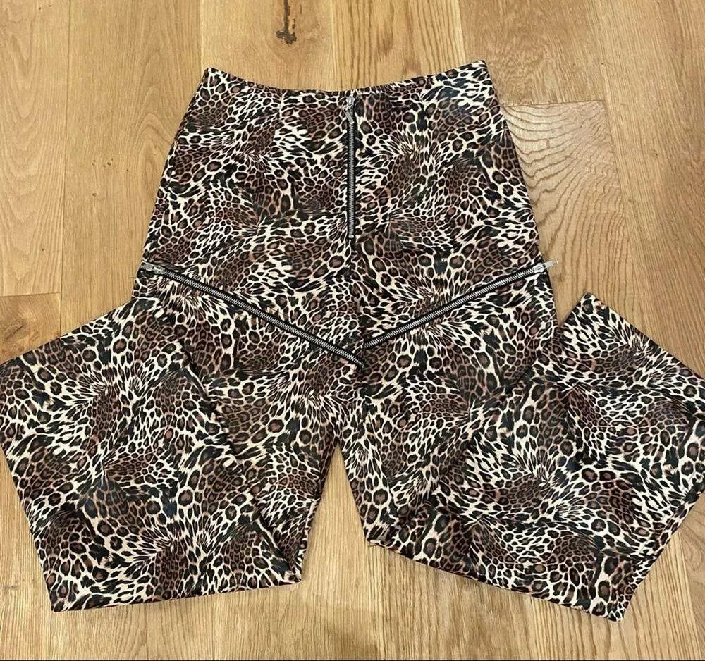Beginning Boutique - Zora Zip Off Festival PU Pants in Leopard Brown and Beige - Image 4