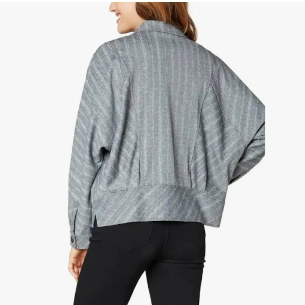 NWT Liverpool Los Angeles Cocoon Button Up Pewter Black Sketchy Stripe - Image 5