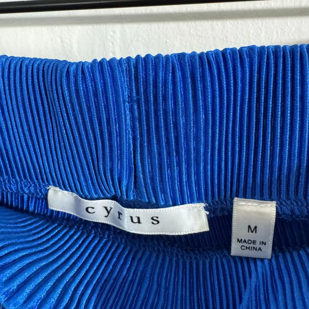 Cyrus Cobalt Blue Pleated Wide Leg Pants Size Medium - Image 3