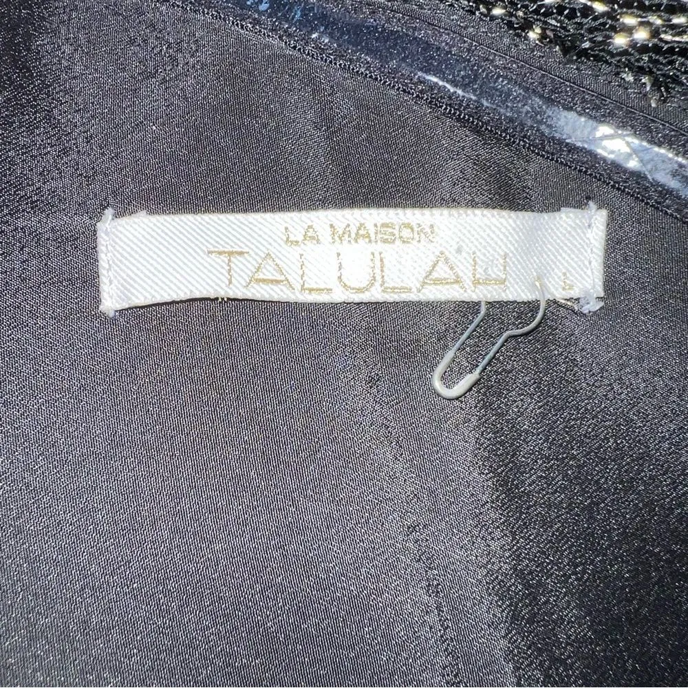 La Maison Talulah Starcrossed Lover Black Metallic One Shoulder Gown Size L Form - Image 15