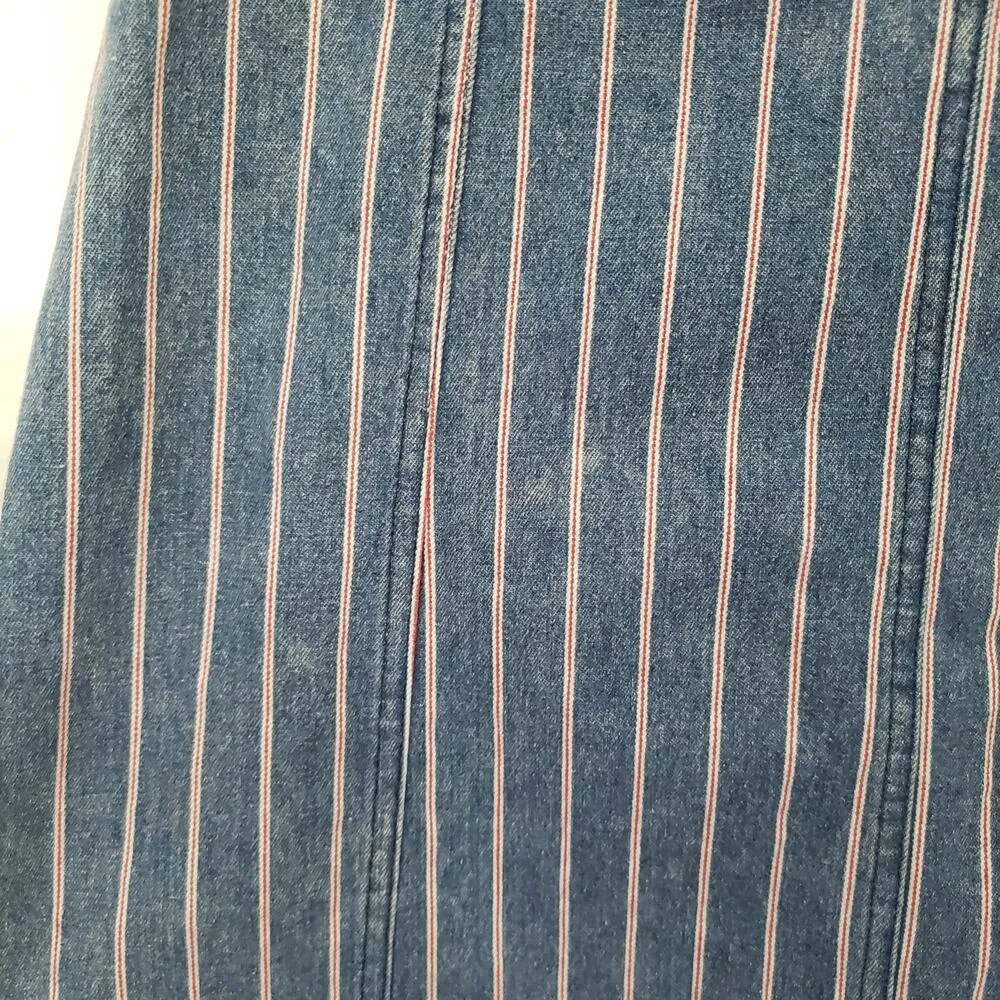 Her Entire Name Says Grace Womens Skirt Size Large Denim Striped Nautical Preppy Blue - Image 8