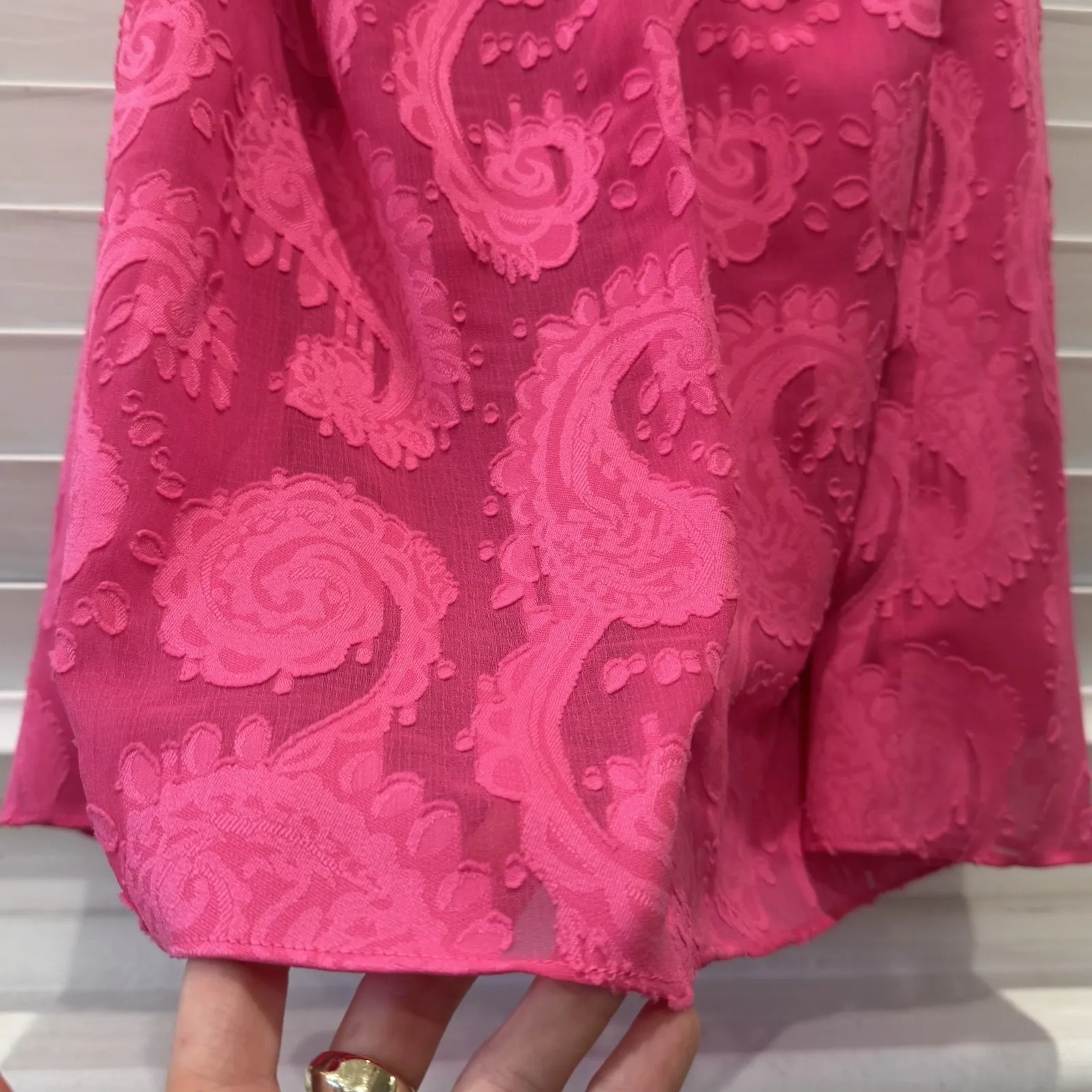 Lilly Pulitzer Quinn Halter‎ High Neck Pink Textured Knotty Lace Feminine Sz S - Image 9