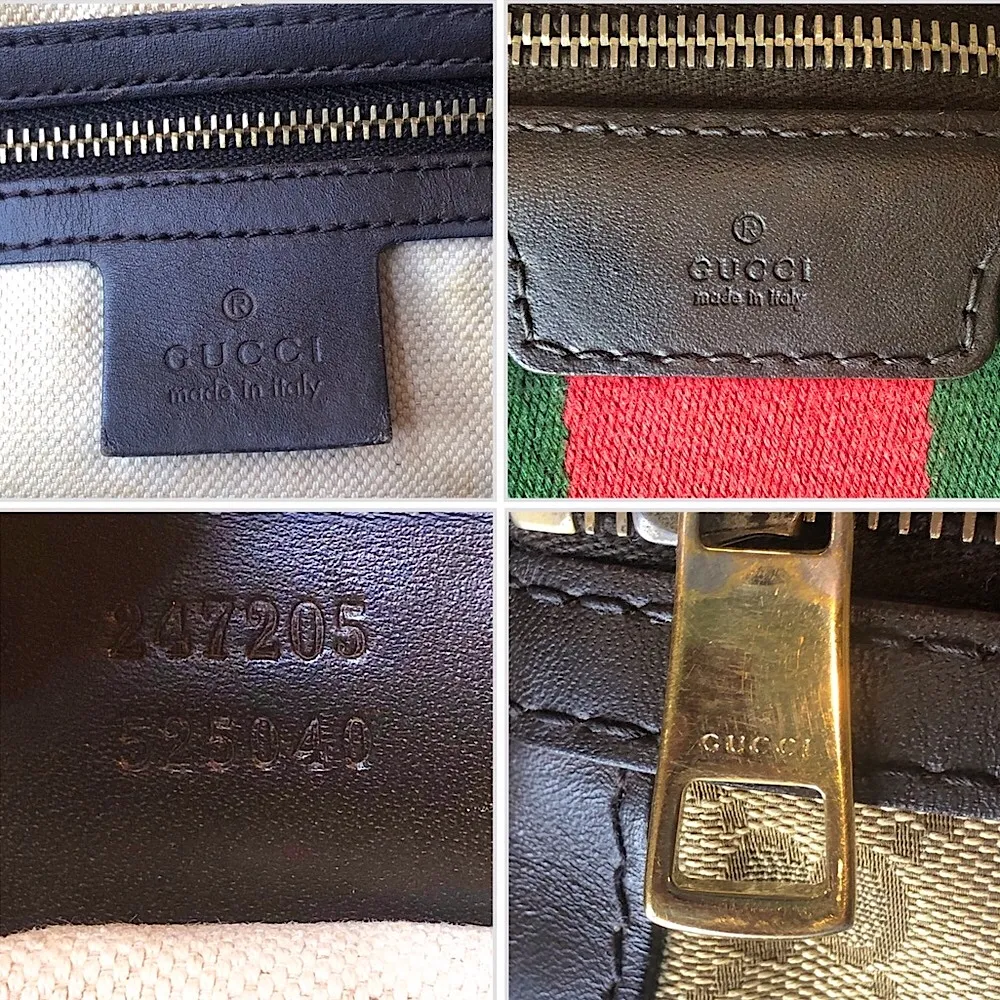 GUCCI GG Beige and Brown Boston Duffel Bag with Red and Green Sherryline Stripes - Image 12