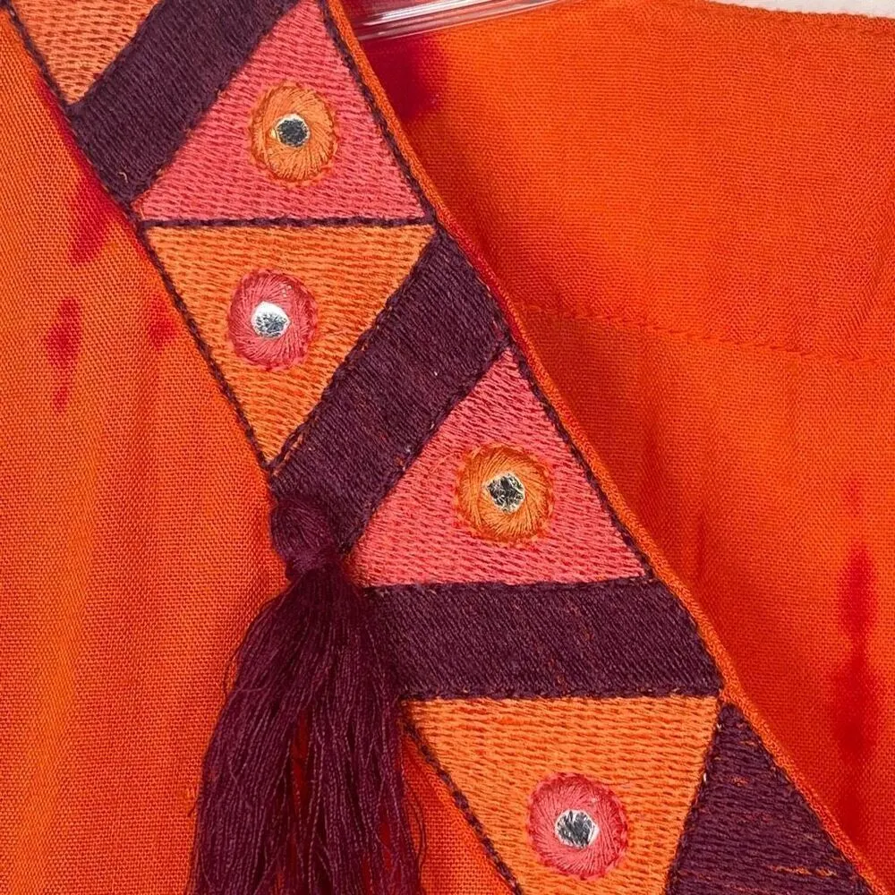 OndaDeMar Sz 12 Orange Tie Dye Swimsuit Coverup Purple Fringe Trim - Image 4