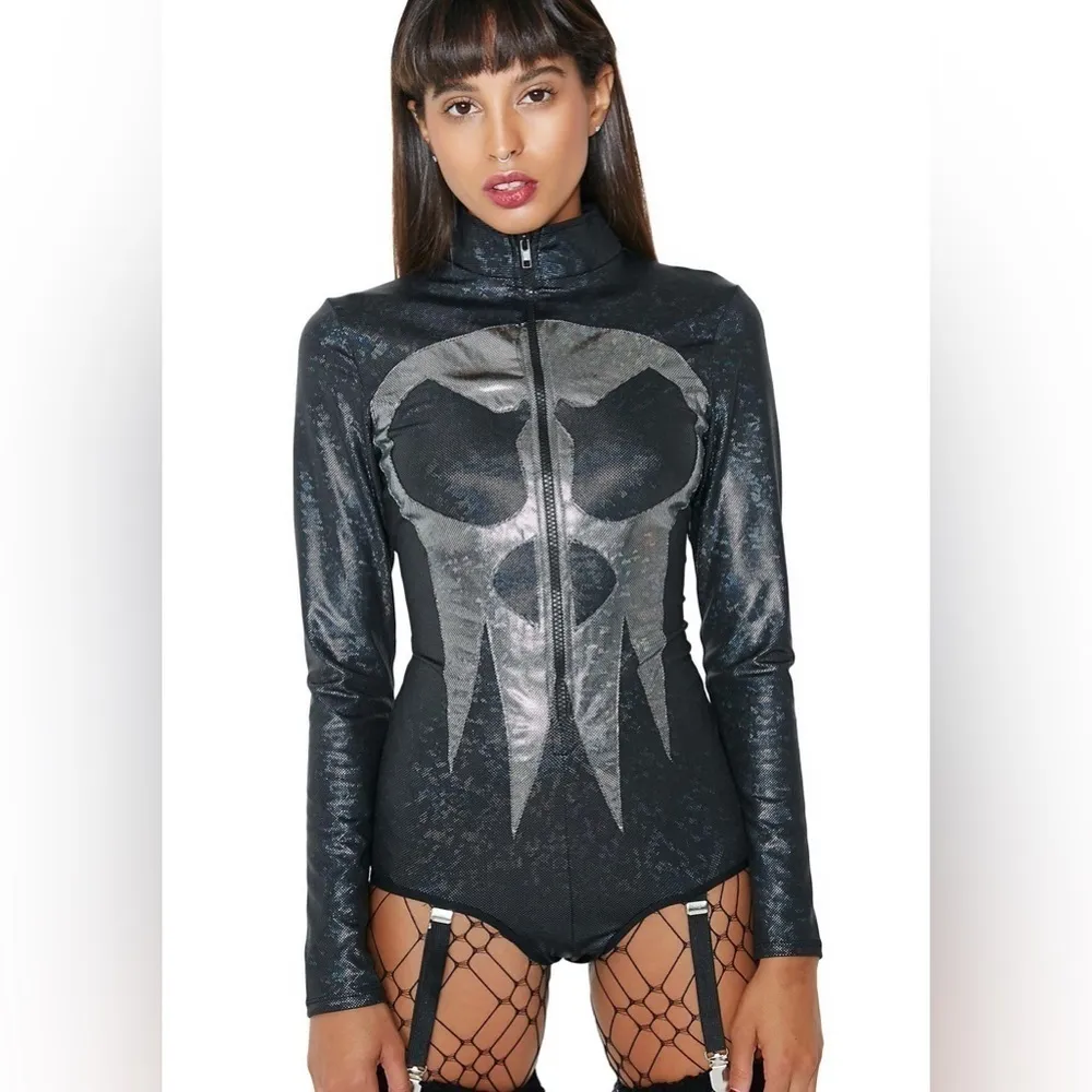 Iridescent skull garter bodysuit - Image 3