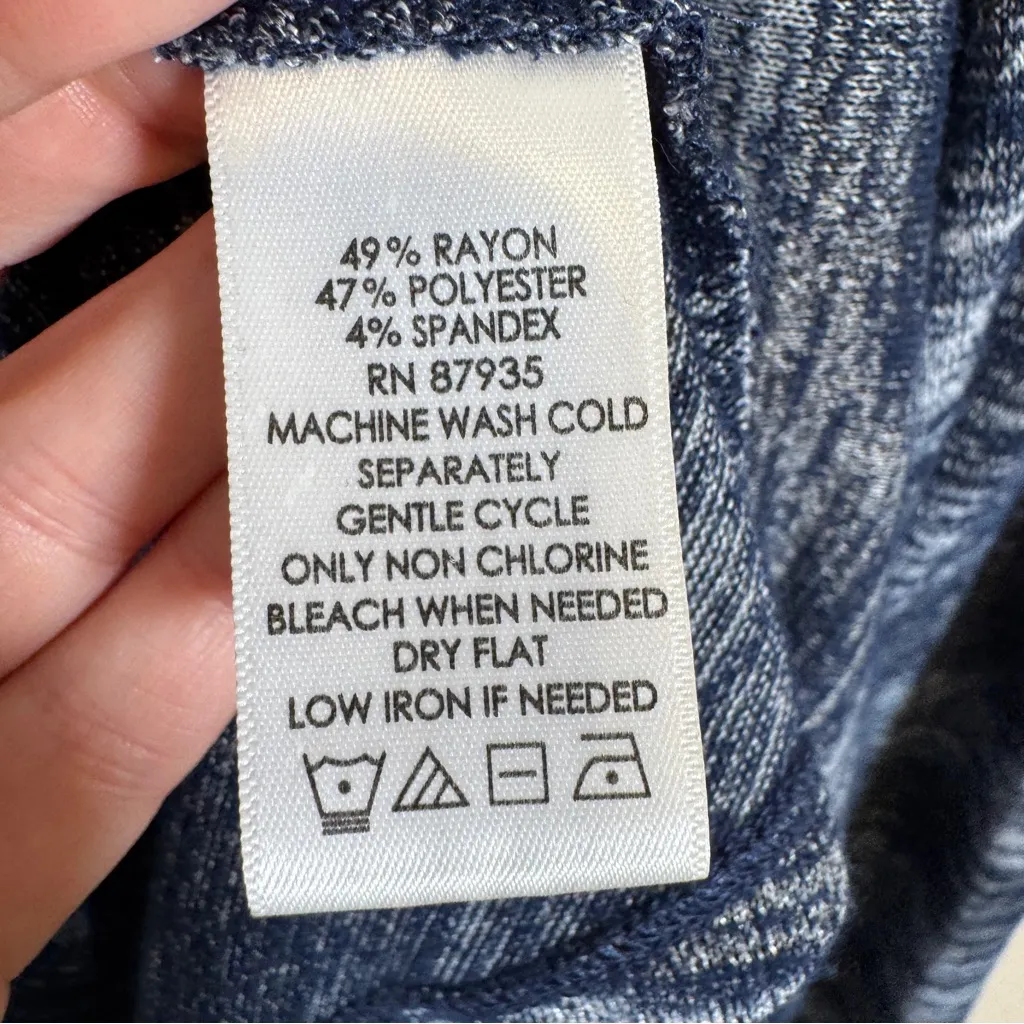 Logo Lori Goldstein Blue Open Front Cardigan Sweater Womens XL Duster Pockets - Image 4