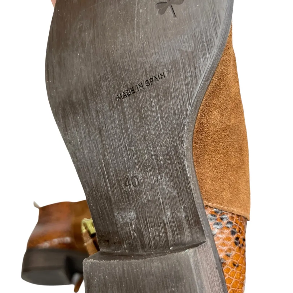 Eric Michael Brown Suede Leather & Snakeskin Ankle Boots Booties - Image 13