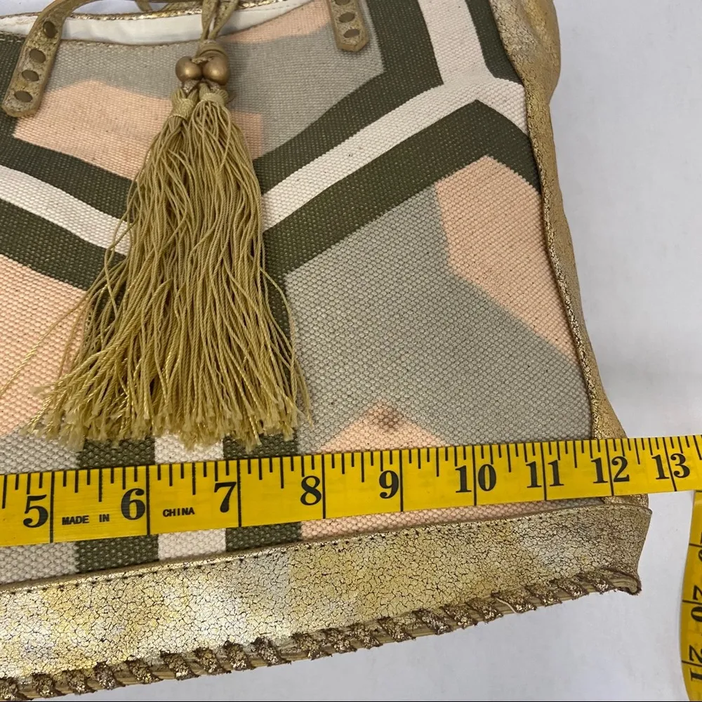 Boho Tote Bold Geo Pastels Gold Tassel Colorful Yoga Market Travel Campus Bag - Image 8