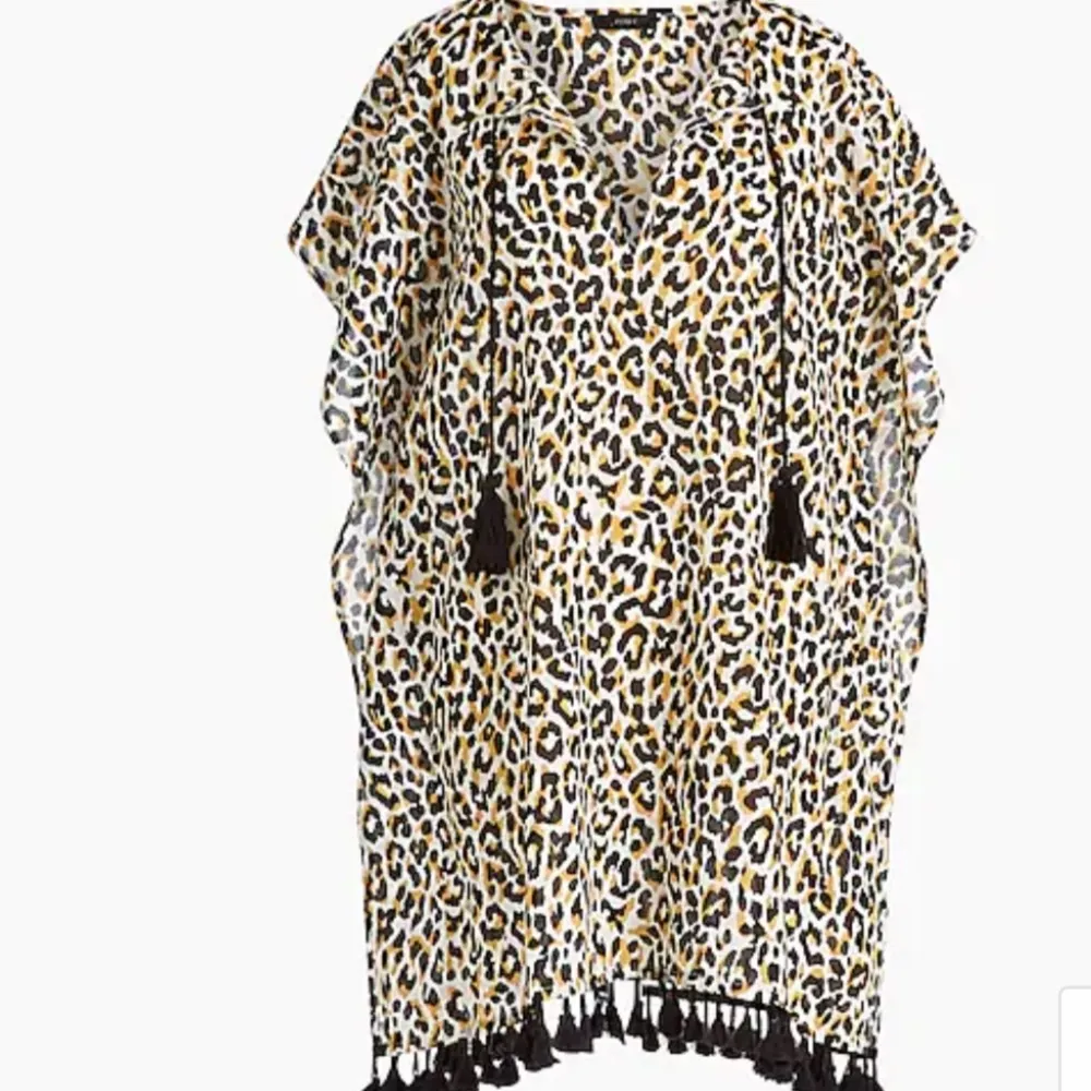 J Crew Sleeveless Leopard Print Tassel Bathing Suit Swim Beach Cover Up - Image 4