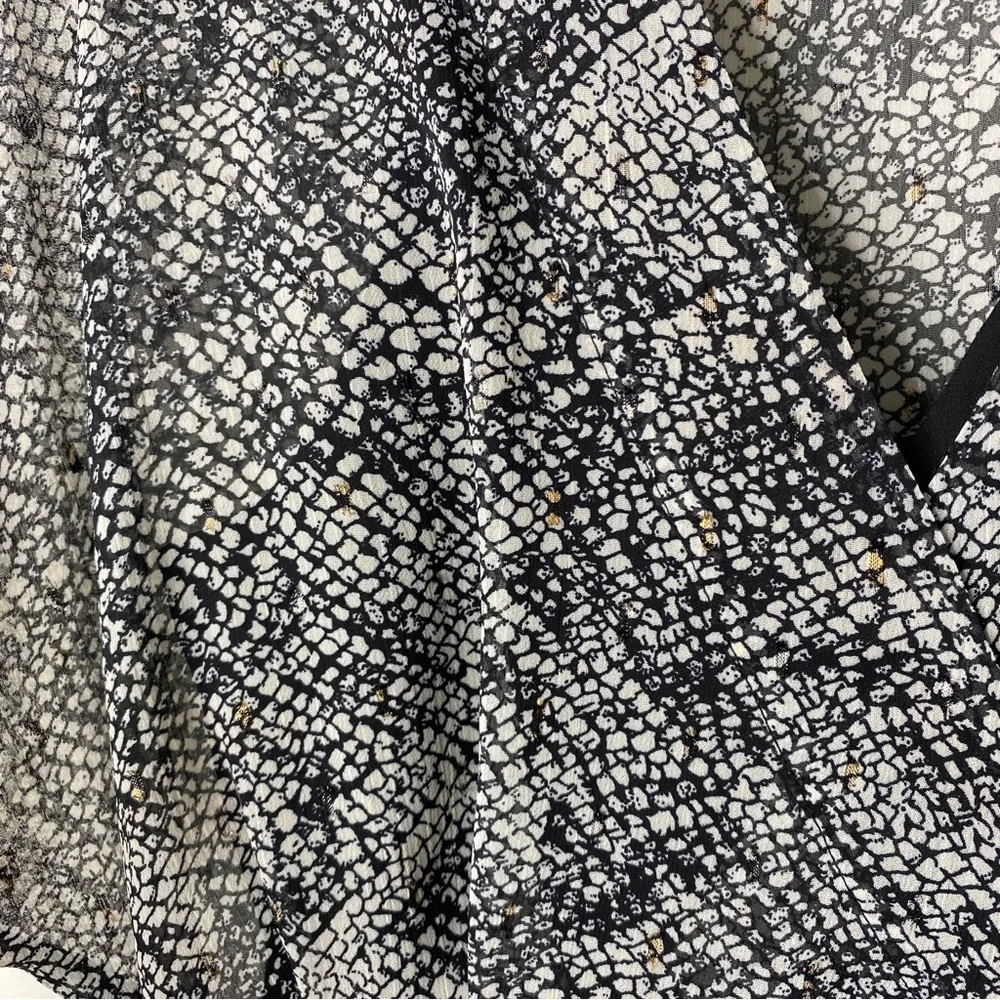 Vici Lovestitch Black Gray Snakeskin Print Gold Metallic Midi Wrap Dress Small - Image 8