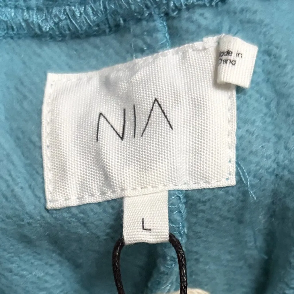 Nia Teal Athletic Sweat Shorts Size Large NWT Blue - Image 3