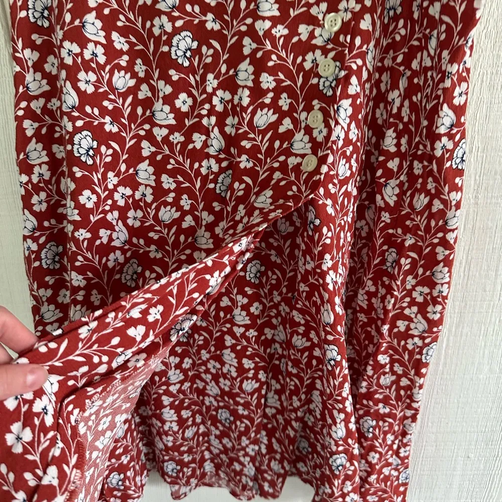 Talbots Red and White Wrap Pencil Midi Skirt - Image 4