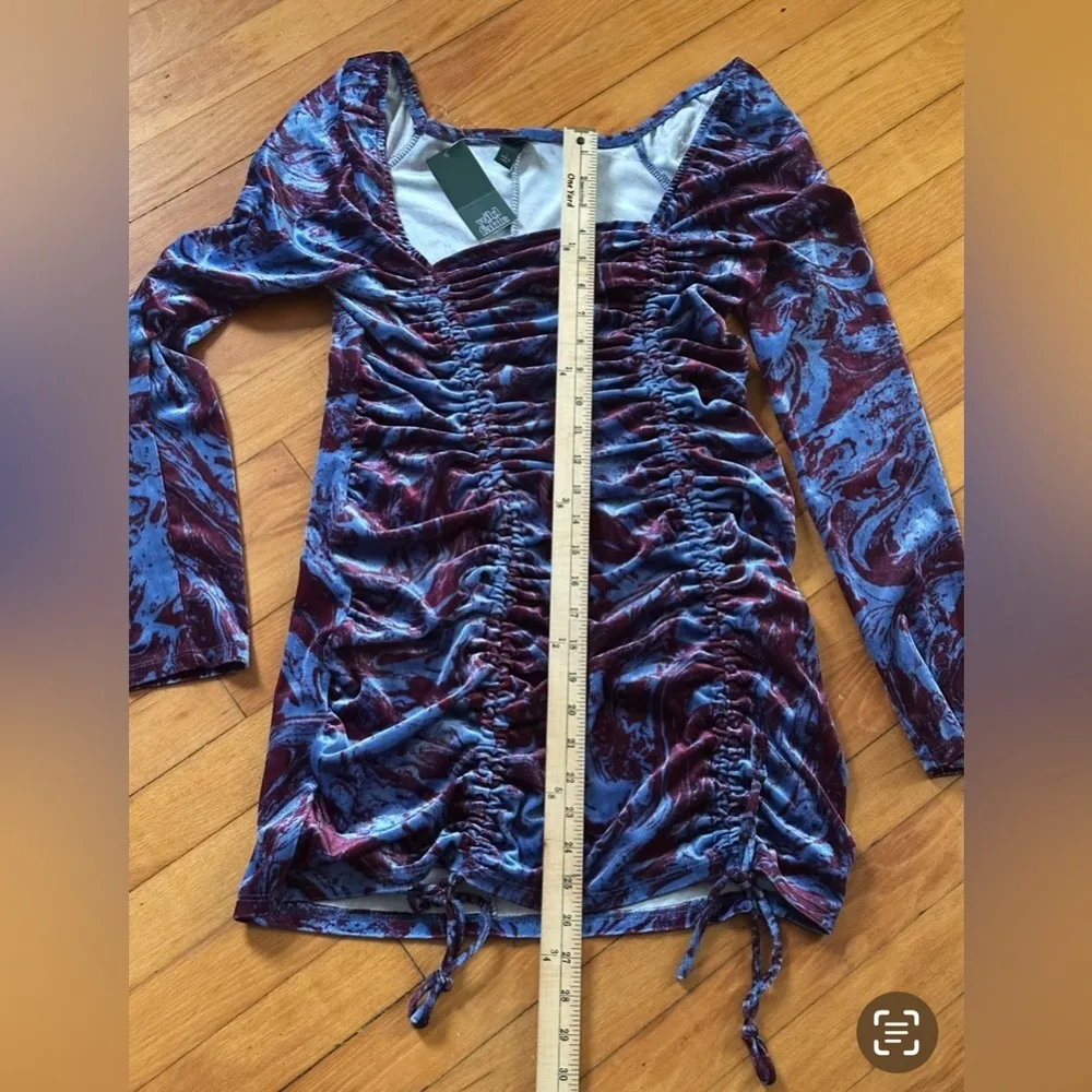 NWT Wild FableSz L   Velour -marble ruched mini bodycon dress - Image 5
