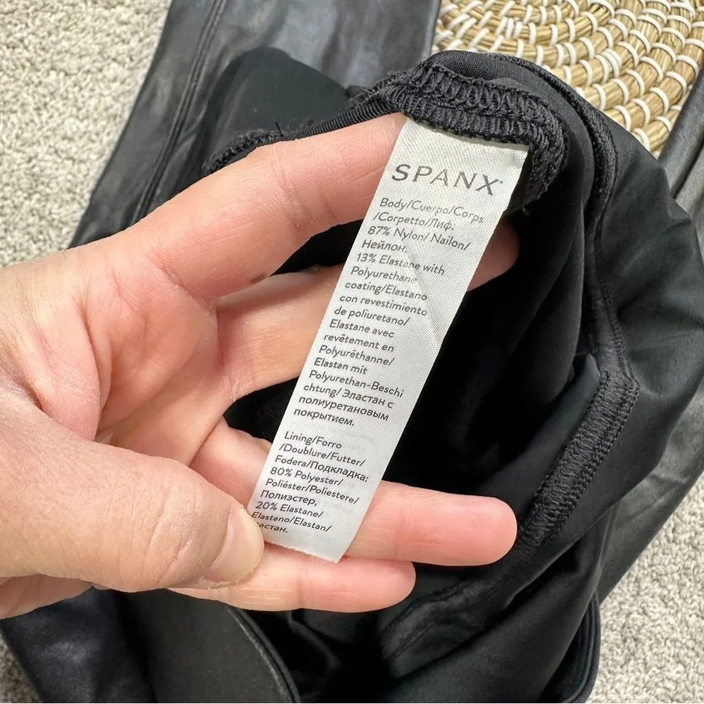 Spanx Women’s Shape Faux Leather Leggings Pull On High Rise in Black Metallic XL - Image 12