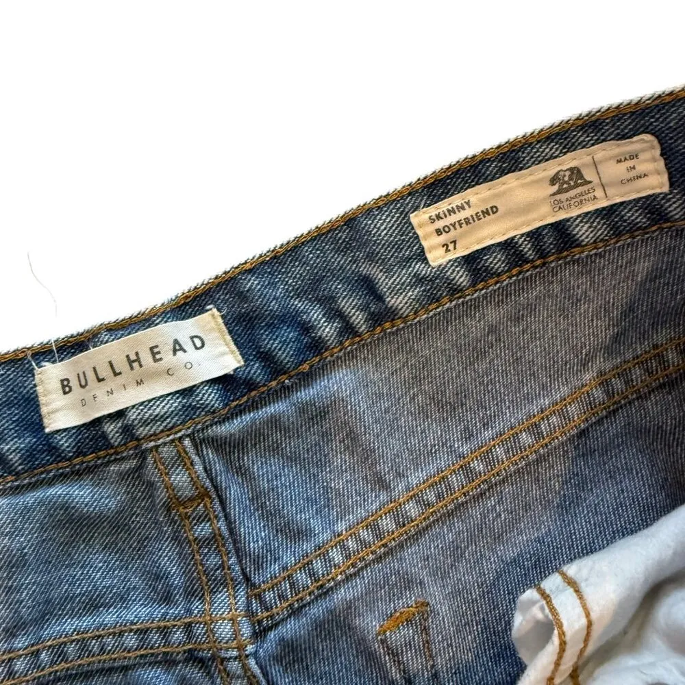 Bullhead Denim Co. Skinny Boyfriend Distressed Blue Jeans Womens Size 27 - Image 2