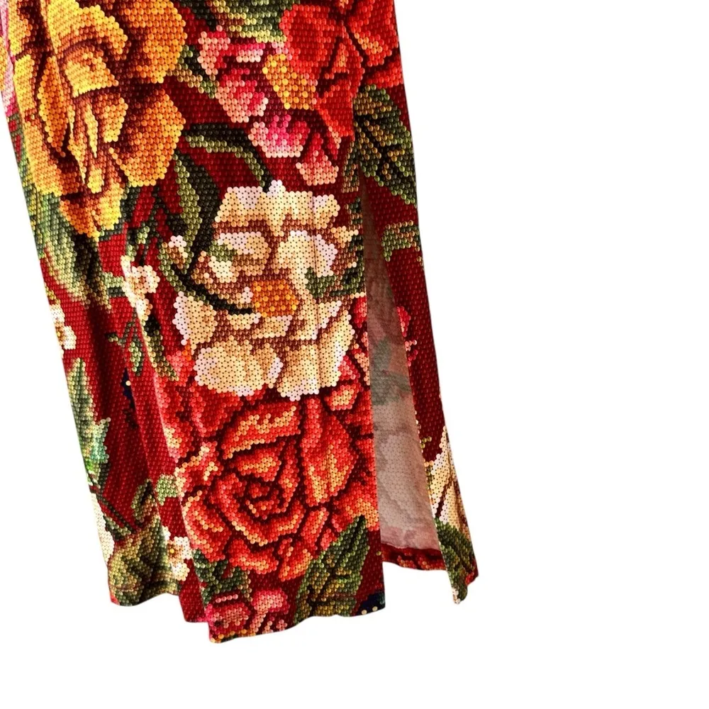 FARM Rio Jessa Floral Cross Stitch Printed Stretch Maxi Dress - Image 5