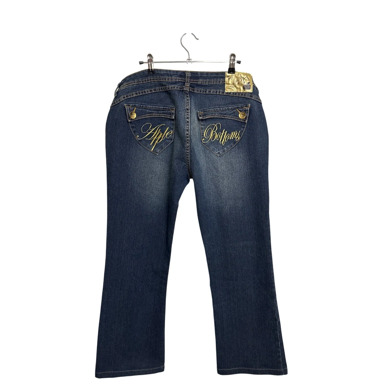 Apple Bottoms Jeans Womens 13/14 Dark Wash Blue Bootcut Distressed Low Rise Y2K - Image 2