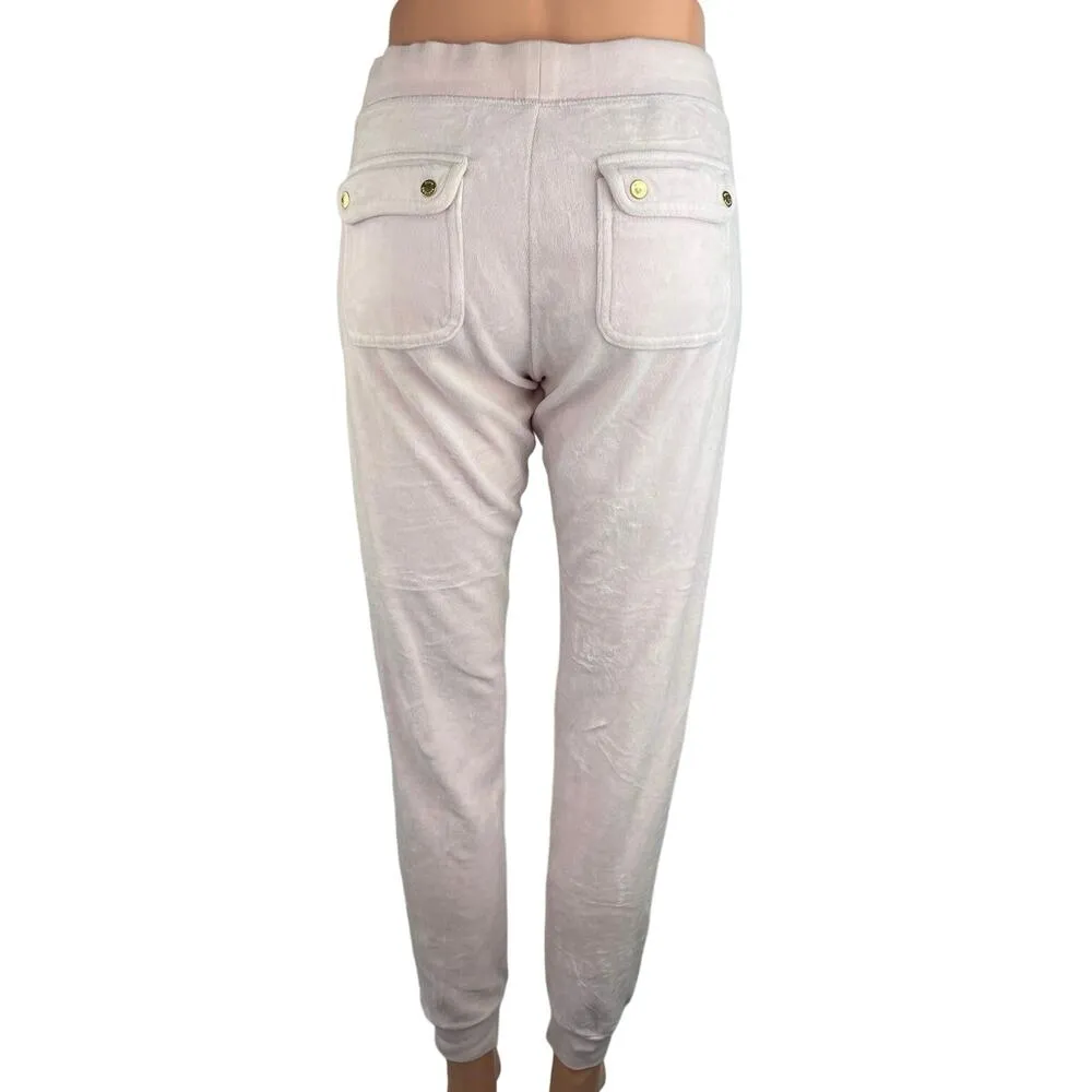 Juicy Couture Pink Drawstring Mid Rise Velour Pocket Jogger Sweatpants Size XXS - Image 3