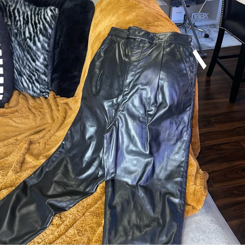 Joie Ducor Faux Leather Trousers in Black Caviar - Image 4