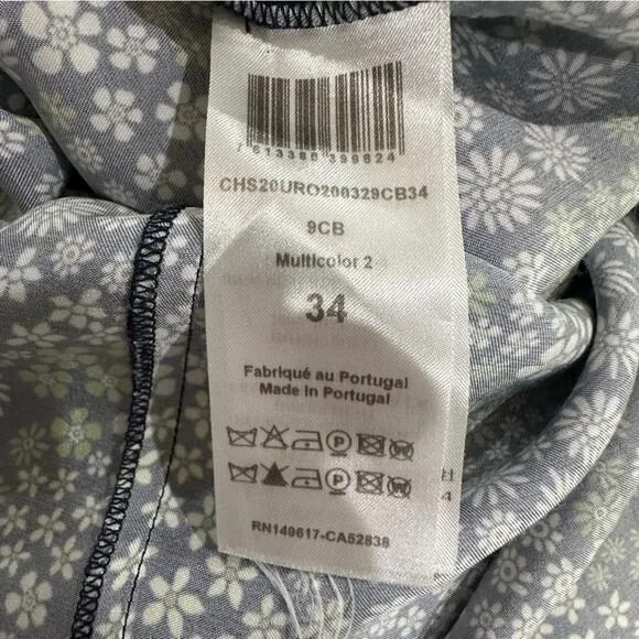 See by Chloe Floral Puff Sleeve Shift Mini Dress Blue Green Size 34‎ or XS - Image 14