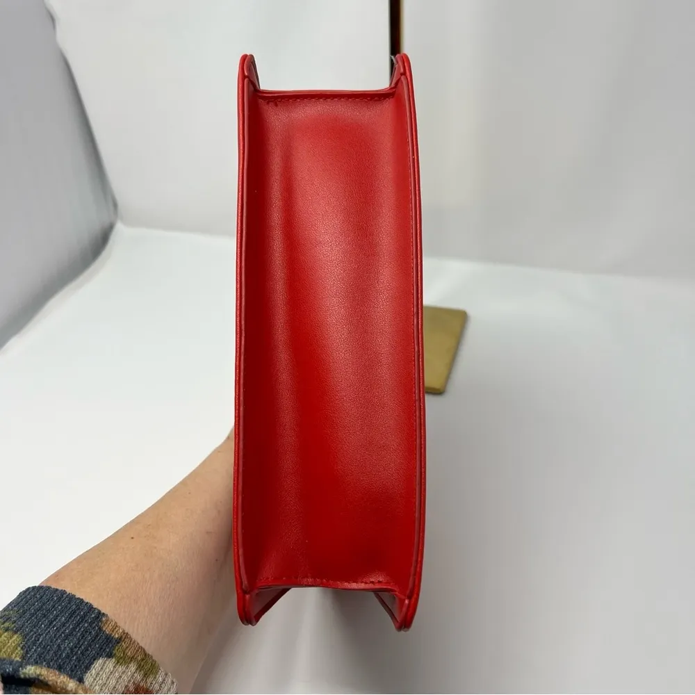 Badgley Mischka Purse Plain Grain Crossbody Big Chain Stud Lock Red - MSRP $149 - Image 5