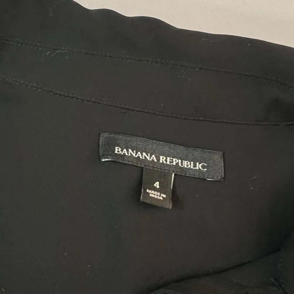 Banana Republic Black Long Sleeve Button-Down Dress Size 4 - Image 9