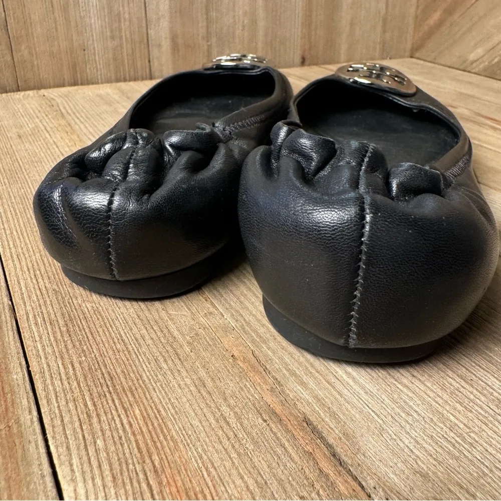 Tory Burch Claire Ballet Flat Black Silver Hardware Size 7.5 capsule minimalist‎ - Image 6