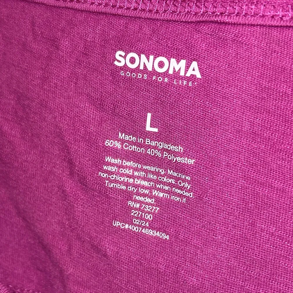 Sonoma Goods For Life Purple Crochet Trim V-Neck Top - Size Large - Image 3