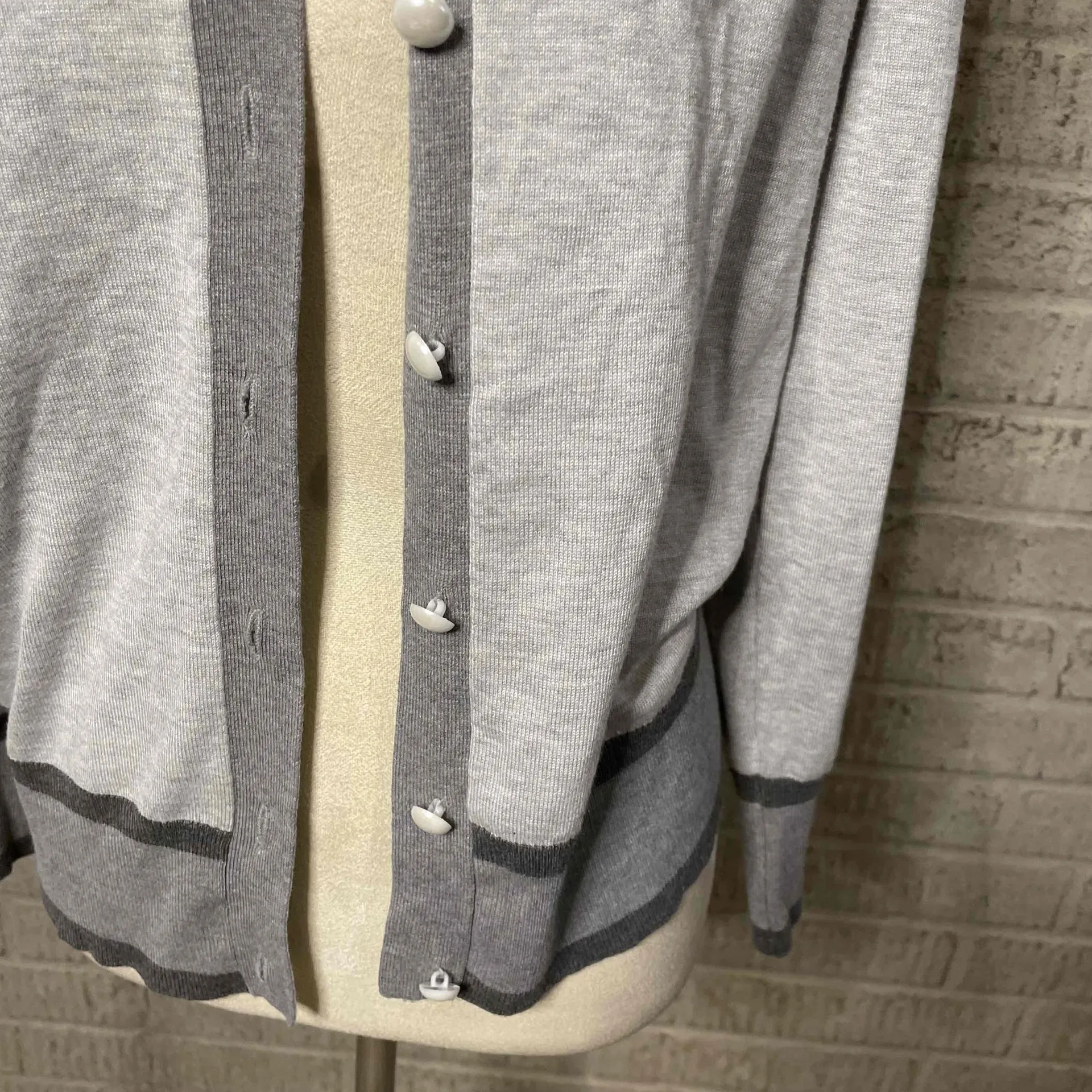 Grace Karin Gray Long Sleeve Button‎ Front Cardigan Sweater Large - Image 2