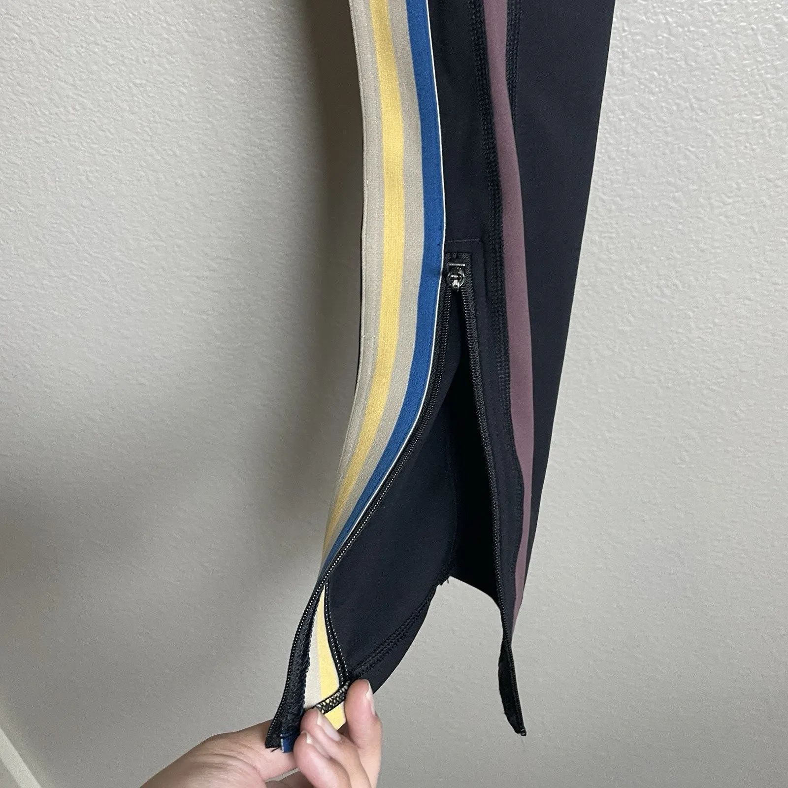 Free People Movement Run Racer Leggings Women Large High Rise Black Stripe $118. - Image 5