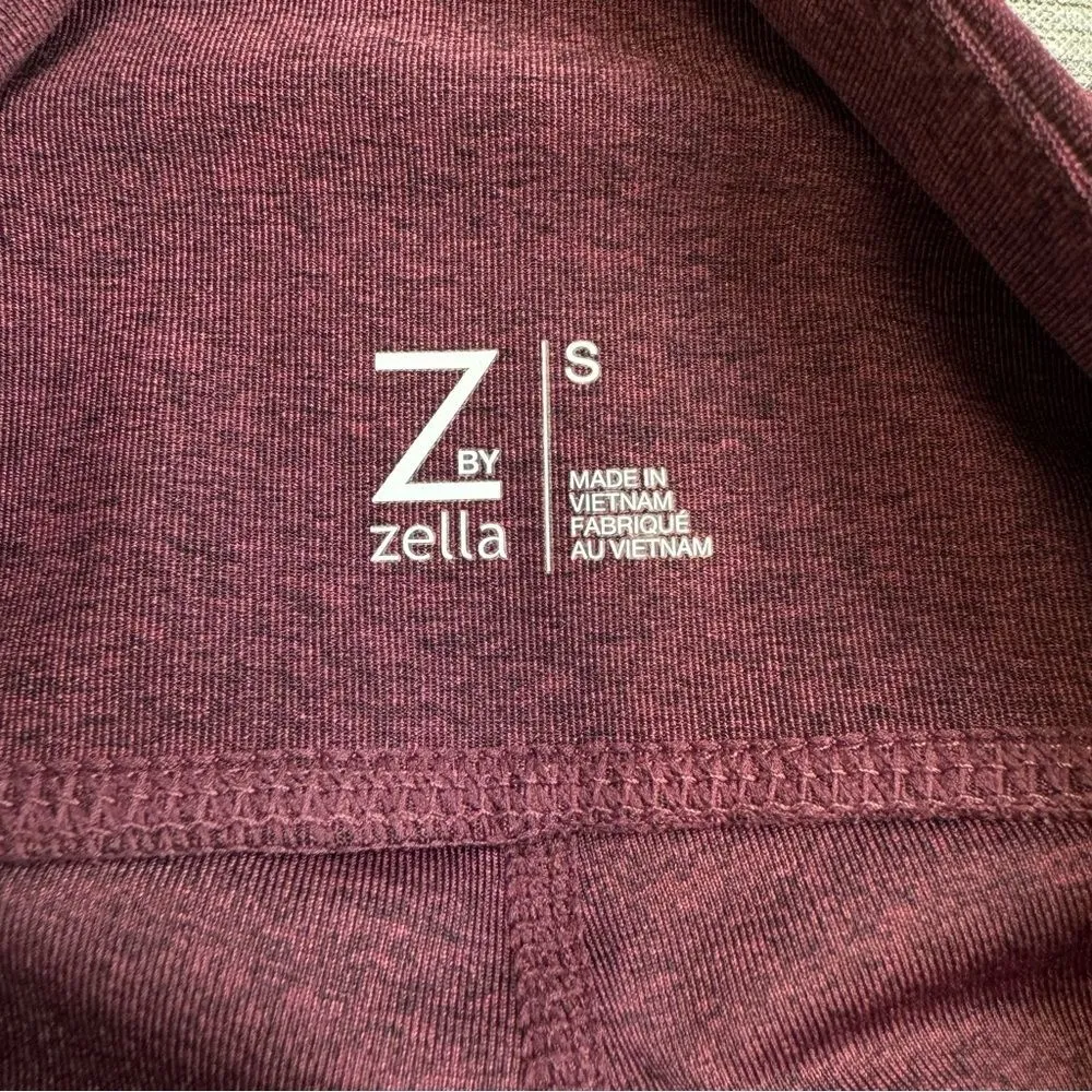 Z by Zella Women's Crop Running Leggings S SM Small Maroon Burgundy Tulip - Image 9