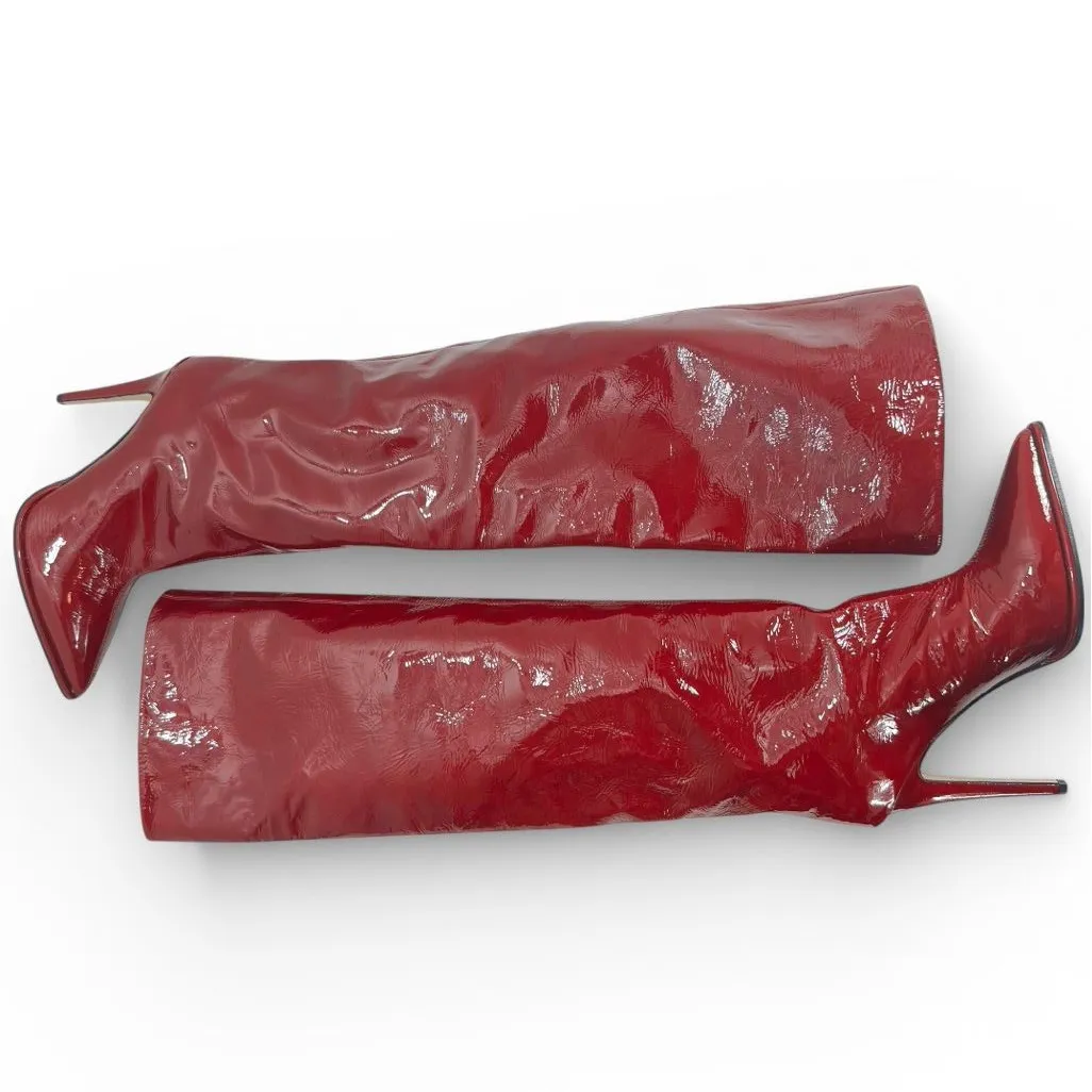 Tamara Mellon Trinity Patent Red Knee High Boots Size 8.5 - Image 3