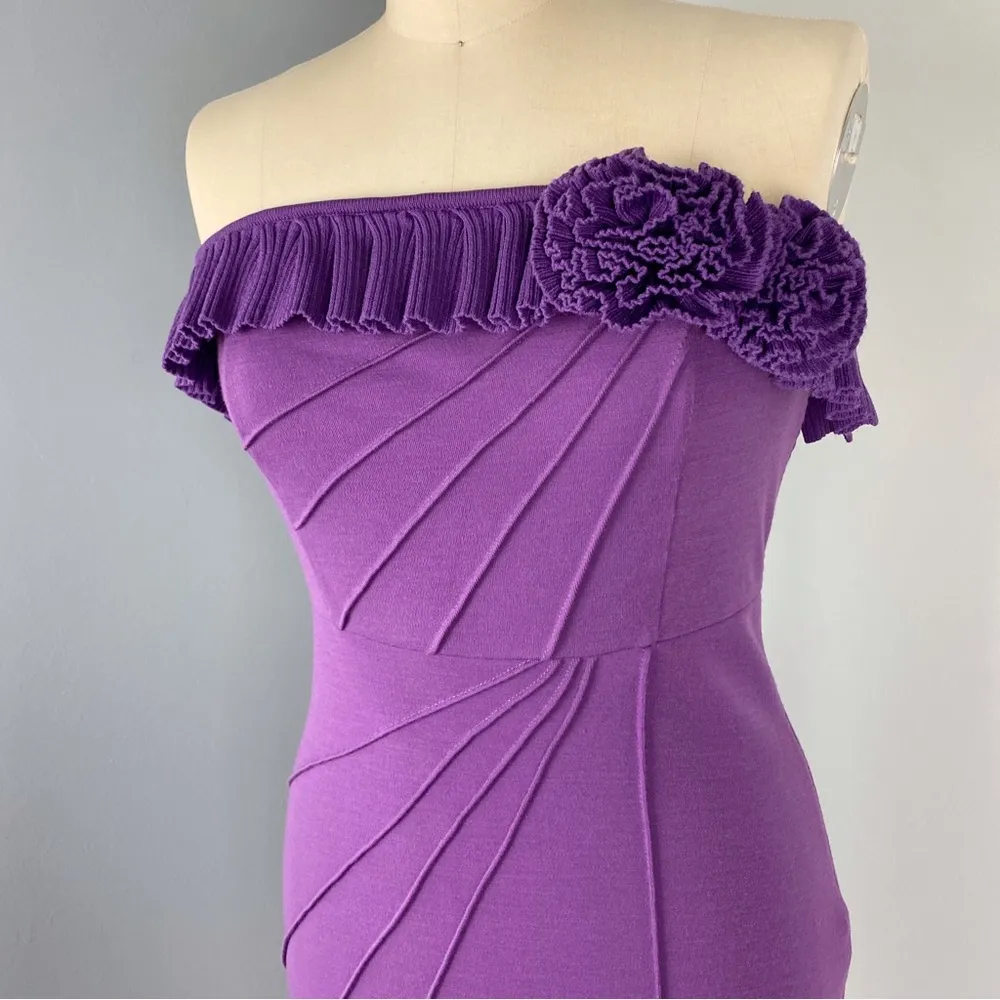 Women's Strapless Wool Dress Purple Size M - Image 2