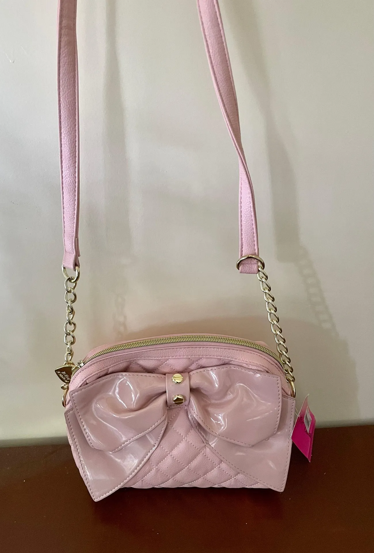 Betsy Johnson Pink Bow Crossbody Bag - Image 4