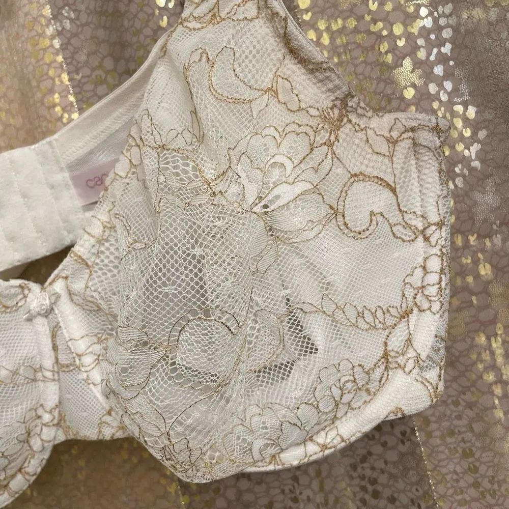 Vintage Cacique intimates white lace no padding bra, size 40D GUC - Image 3