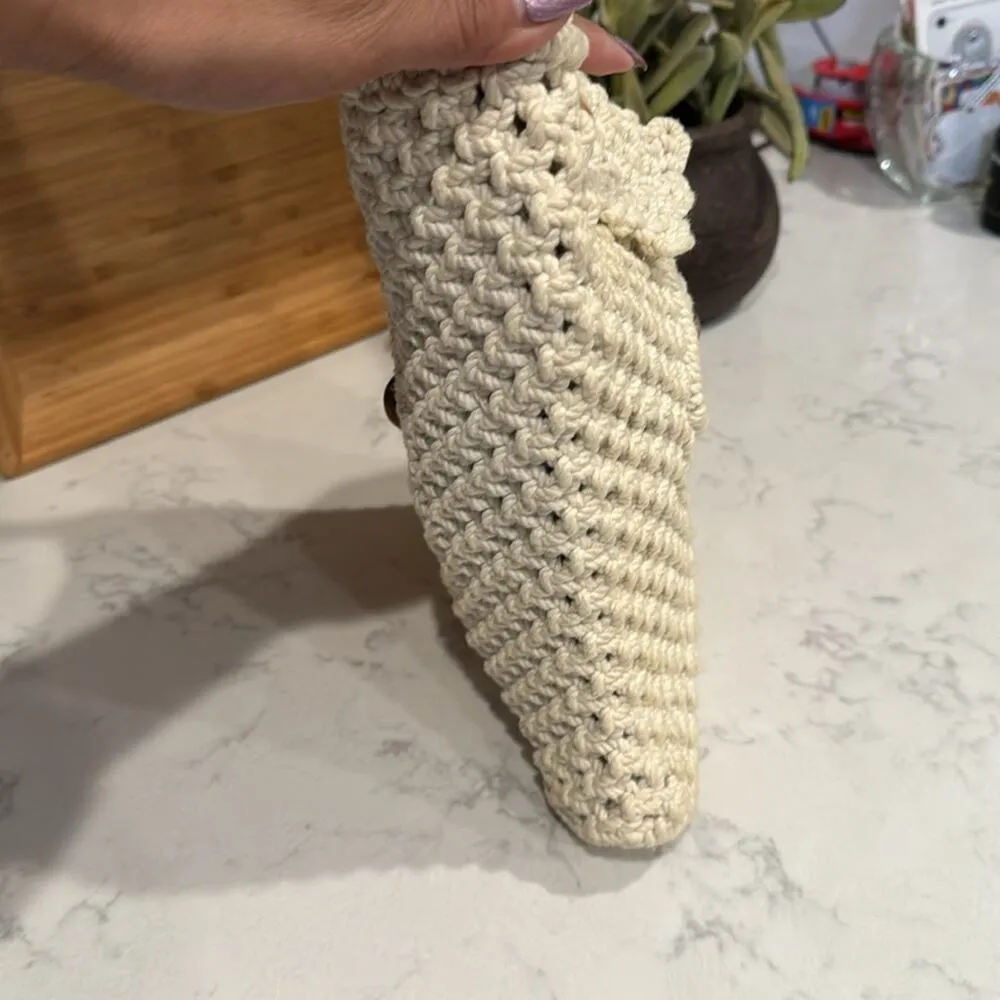 Vintage thick crochet shoulder bag cottagecore bohemian granola festival 10x10 - Image 4