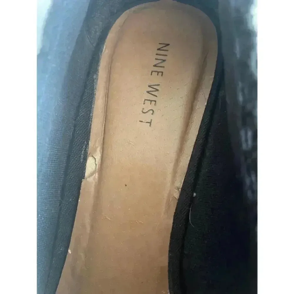 CLEARANCE Women's Nine West Black Crochet Wedge Cork‎ Heels Size 7.5M GUC - Image 4