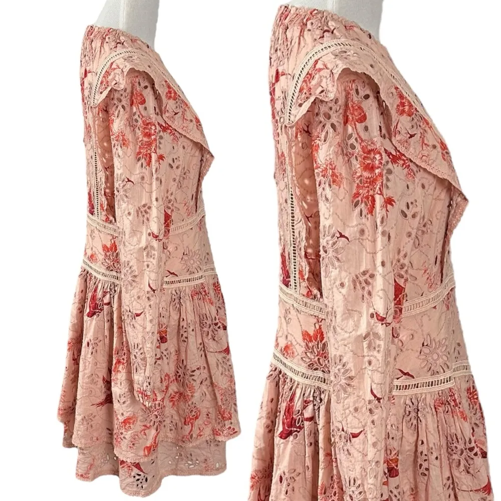 ALLSAINTS Victorian Aislyn Salvation Broderie Dress Size 8 Printed Floral Bird - Image 8