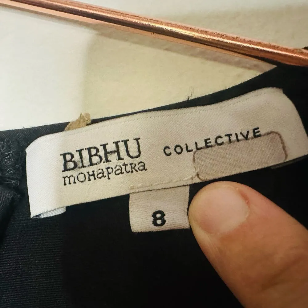 BIBHU MOHAPATRA Black Mid Cutout Fringe Detail Western Midi Dress size 8 - Image 9