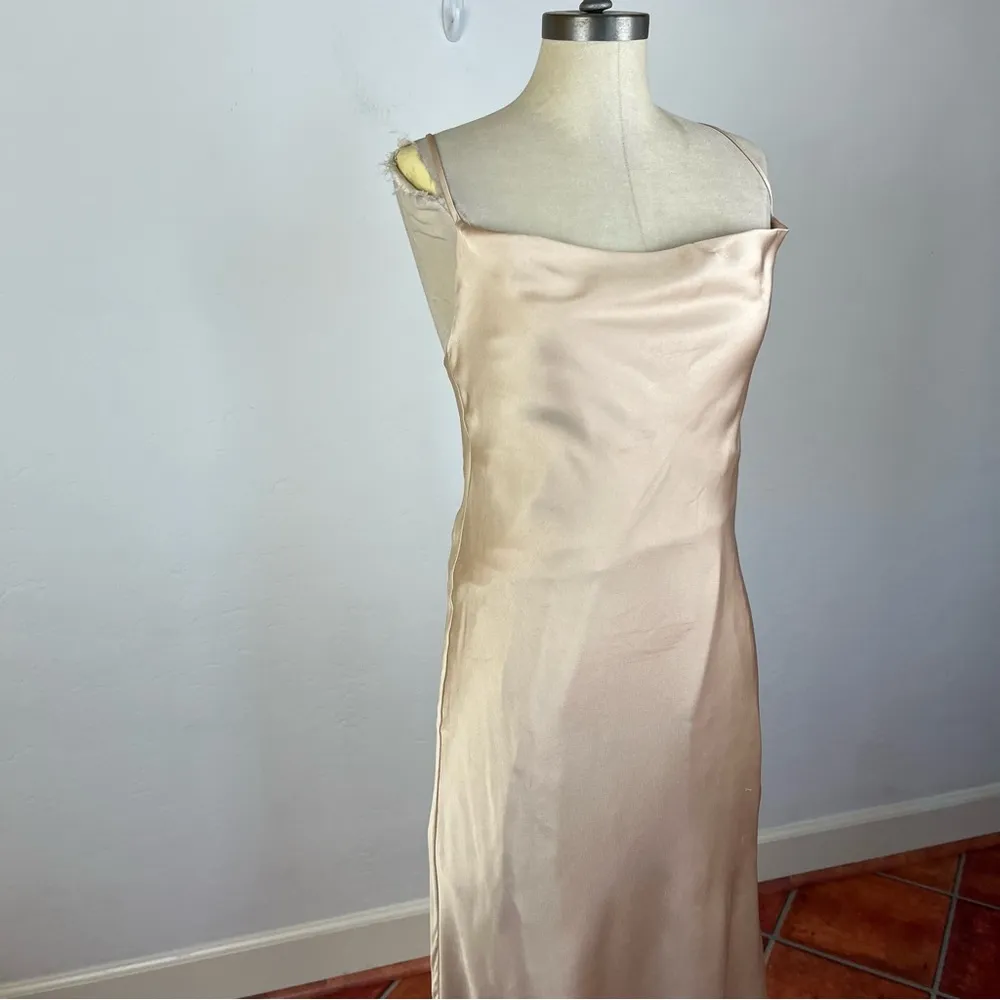 Show Me Your MuMu Verona Cowl Dress in Champagne Satin Luxe - Image 3