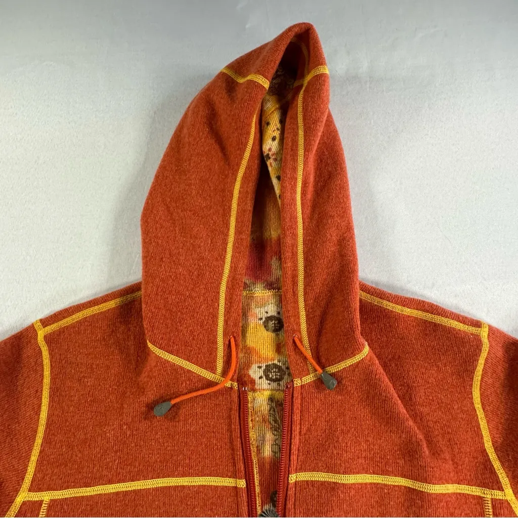 Nepa Italy Jacket Reversible Orange Floral Contrast Stitching Size Medium Boho - Image 10