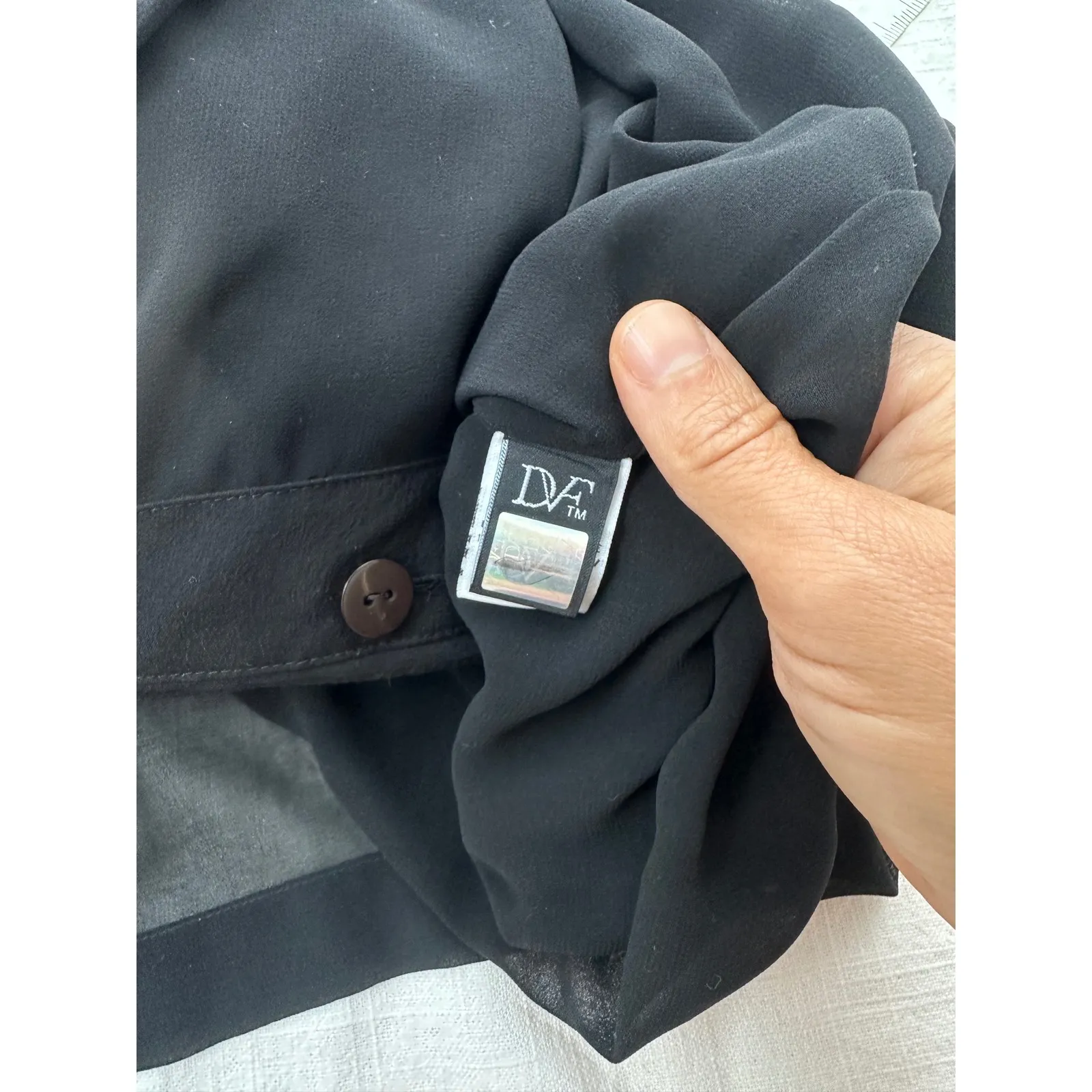 Diane von Furstenberg‎ DVF 100 % Silk  Pleated Skirt Chiffon Lined Black  8 - Image 3