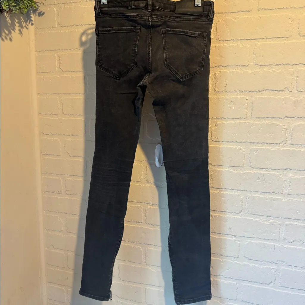 All Saints jeans black faded distressed skinny zipper ankles - Image 7