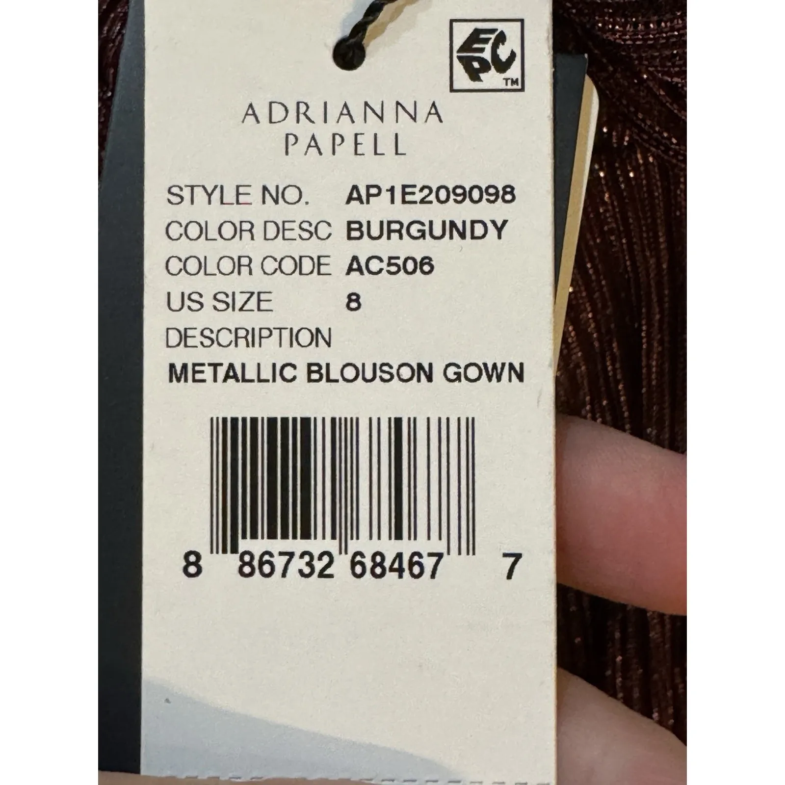 Adrianna Papell Women Metallic‎ Blouson Gown Special Occasion Dress Burgundy! - Image 7