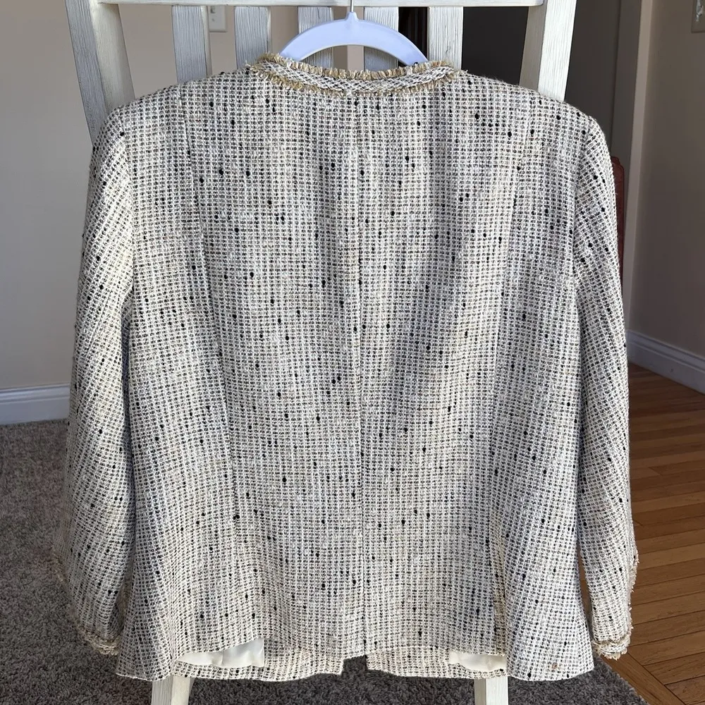 Don Caster Collection Tweed Jacket Brush Fringe Detail Metallic Flecks 12‎ Cream - Image 5